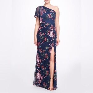 MARCHESA**Floral Embellished Brescia One-Shoulder 
Evening Gown Dress**US 6 $485